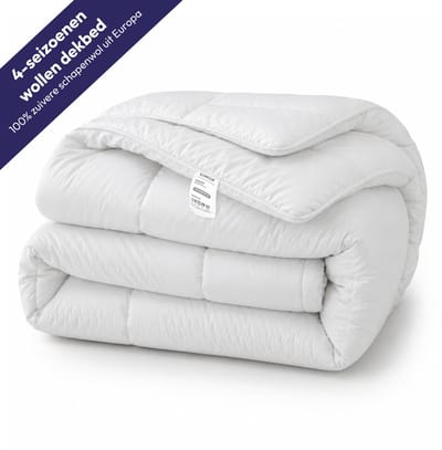 Comfeur 4-seizoenen Dekbed - Luxe Scheer Wollen Dekbed – Zomer- en Winterdekbed – All Season Dekbed – Europese Scheerwol - Katoenen Tijk - 140x200 cm