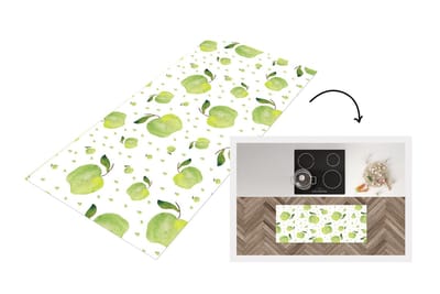 Keukenloper - Loper keuken - Appels - Groen - Sjablonen - 120x50 cm - Keukenloper vinyl