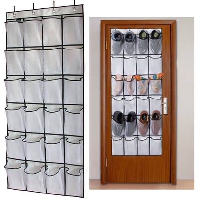 Over De Deur Schoenenopberger Hangende Opbergtas Schoenenopslag Deurhanger met 24 Mesh Zakken gray