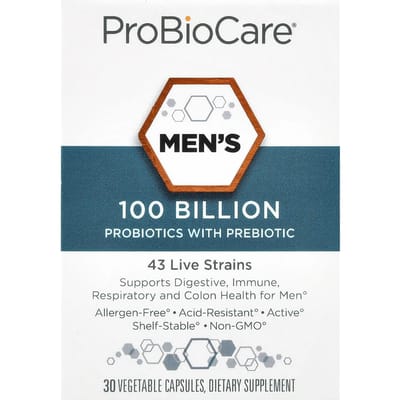 Probiotica voor Mannen met Prebiotica, 30 Plantaardige Capsules