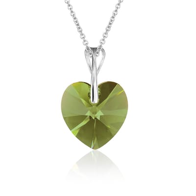 Montebello Ketting Pim HZ60 - Swarovski Hart - 925 Zilver Gerhod. - Ø14mm - 45cm