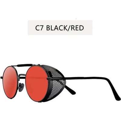 Lunettes de Soleil Rondes Métal Rétro Steampunk Vintage Protection UV Tendance Homme Femme Designer As Picture