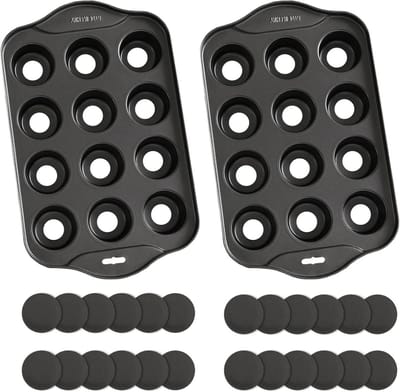 Mini Taartvormen - Kleine Bakblikken - Gebak Maken - Verwijderbare Bodems - 2 Stuks - Zwart