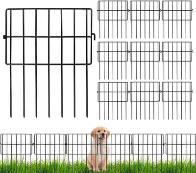 Tuinhek Hek - Dierenbarrière Omheining - Tuin Beveiligen - Robuust Metaalontwerp - 10 Stuks - Zwart