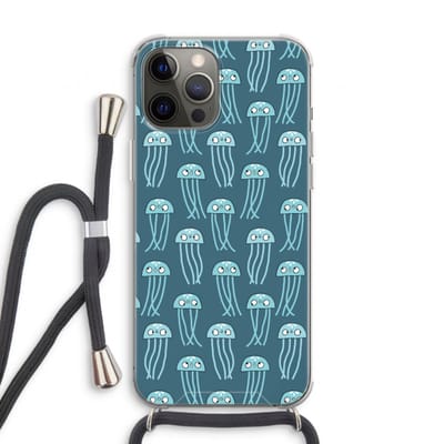 Case Company® - Hoesje met koord geschikt voor iPhone 12 Pro hoesje met Koord - Kwallie - Telefoonhoesje met Zwart Koord - Bescherming aan alle Kanten en Over de Schermrand