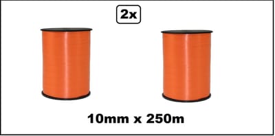 2x Krullint oranje 10mm x 250meter - krul lint thema feest decoratie kado kado gold verjaardag