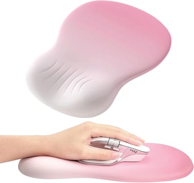 Ergonomische muismat met polssteun van memory foam, antislip basis, gladde oppervlakte, ideaal voor kantoor en gaming, roze kleur