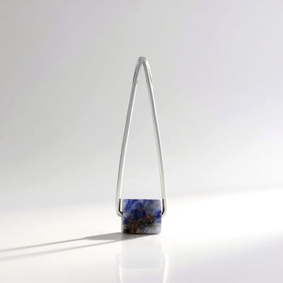 Cavill - Zilveren hanger - 925 Sterling zilver geplatineerd - Sodaliet 5,867 ct Fancy 8 mm - Modern geometrisch design, MONOSONO collectie