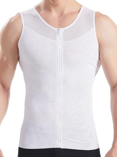 Mouwloze Shapewear Tanktop voor Heren - Afslankend Compresieondergoed - Maat L - Wit