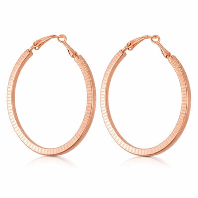 Behave Oorbellen Dames – Grote Rosékleurige Oorringen 5 cm – Vierkante Buis 3,5 mm – Minimalistisch – Nikkelvrij – Inclusief Cadeauzakje