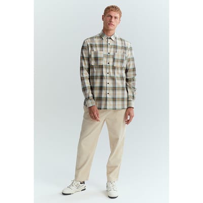 The Goodpeople Scott Off White Army Green Größe: S | Casual hemden Outlet | Herren | Weiß
