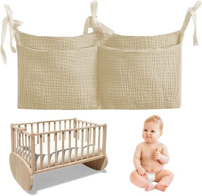 Hanging Bed Organiser met 2 Compartimenten voor Babybed, Ideaal voor Luiers, Speelgoed en Kledingopslag