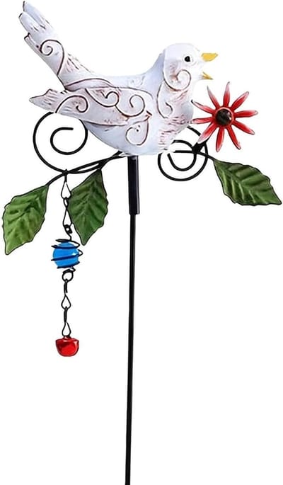 Tuin Decor Staken,Weerbestendige Decoratieve Sculpturen Ornament,Metalen Vogelstaak voor Potten | Voor Balkons 's Achtertuin Binnenplaats Binnen Bloembed Gazon Pot Boerderij Lente Natuur