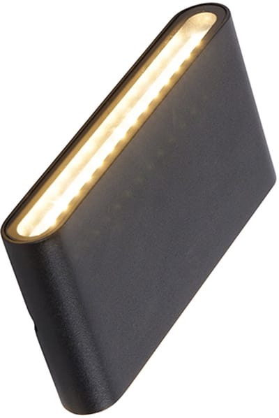 QAZQA batt - Moderne LED Wandlamp Up Down voor buiten - 2 lichts - D 3 cm - Zwart - Buitenverlichting