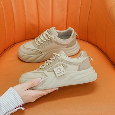 Kleine Witte Schoenen Dames Lente Nieuw Ins Trendy Meisje Student Platform Sportschoenen Veelzijdige Casual Schoenen 37 beige