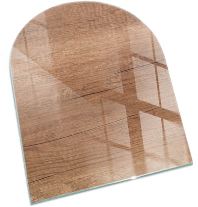 Tulup Kachel Vloerplaat - Natuurlijk houtpatroon Plaat Onder Houtkachel - 80 cm x 70 cm - Bruin Plaat Voor Onder Houtkachel - Halfrond Kachel Vloerplaat - Vloerplaat Openhaard - Vloerplaat Voor Kachel - Vloerplaat Voor Houtkachel