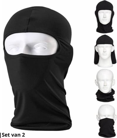 Knaak Bivakmuts - Zwart - Bivak Nekwarmer - One Size/Unisex - 2 Stuks - Mannen en Vrouwen
