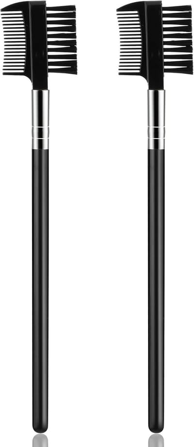 Famanu – 2 stuks wenkbrauwborstel, wimperkam, wimperkam, 2-in-1 dubbele wenkbrauwborstel schuine wenkbrauwborstel herbruikbare wimperapplicator en afscheider make-up accessoires voor