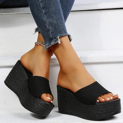 Vrouwen Platform Strand Slippers Hoge Hakken Wedges Sandalen Zomerschoenen Nieuwe Vrouwen Schoenen Dikke Slides Sexy Pumps Fad Flip Flops 36 brown