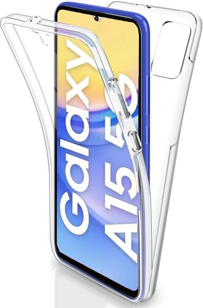 Ntech Hoesje Geschikt Voor Samsung Galaxy A15 hoesje 360° Full Protective Case Dual TPU Hoesje ( Voor en Achter) Transparant