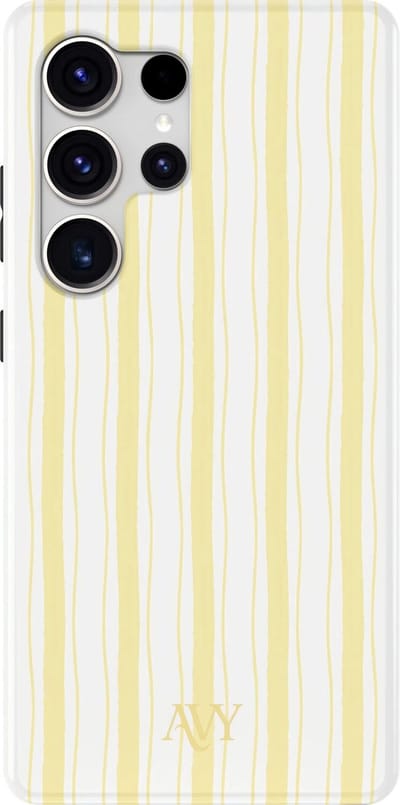 AVY Hoesje geschikt voor Samsung Galaxy S25 Ultra | Sunset Coast | Strepen | Geel | Hard Shell Back Cover | Compatibel met MagSafe & Qi2