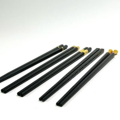 MGM Trading - Eetstokjes Herbruikbare 5 paar Glasvezel Chop Sticks Set Japanse Chinese Eetstokjes Antislip Vaatwasmachinebestendig voor Sushi Noedels Rijst Zwart 24cm