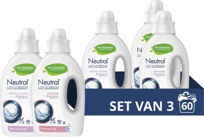Neutral Wasmiddel Pakket - Kleur + Wol & Fijn - voor de gevoelige huid - (2 + 1) x 20 wasbeurten - Voordeelverpakking
