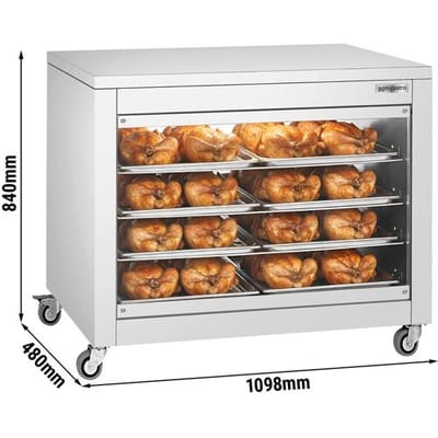GGM Gastro Warmhalteschrank für Speisen - 2 kW - mit Glasschiebetür, Glasrückwand & 4 Ablagen Zilver