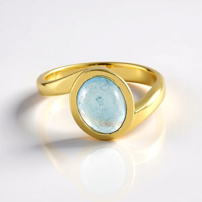 Cavill - Zilveren ring 925 verguld - Ovale Ofiki Aquamarijn 1,858 ct - Filigraan design - Luxe ring maat 18 dames