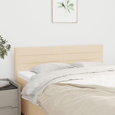 vidaXL - Hoofdborden - 144x5x78/88 - cm - stof - crèmekleurig