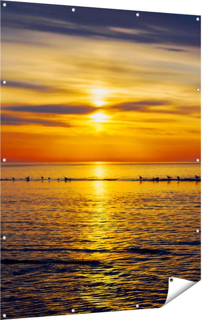Gards Tuinposter Zonsondergang in de Zee - 120x160 cm - Tuindoek - Tuindecoratie - Wanddecoratie buiten - Tuinschilderij
