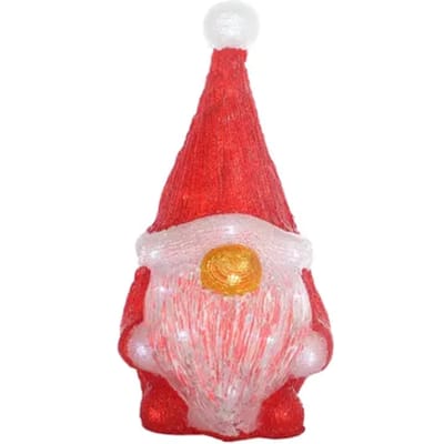 Central Park Acryl Verlichte Kerstman Verlichte Cadeaudoos - 30 Led's - Wit - 38cm - Binnen