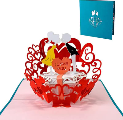 Romantische 3D Pop-up Wenskaart Valentijnsdag / Verjaardag voor Partners en Geliefden
