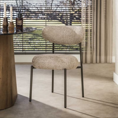 Hoyz Collection - Eetkamerstoel Round - Beige - 57x52x81 cm - Set van 2