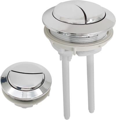 Toilettank drukknop - Dubbele spoelknop - Toilet reparatie - Verstelbare staaf - 48 mm schroefdraad - Zilver