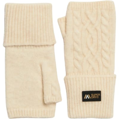 Superdry Cable Luxe Handwarmers Handschoenen Beige Vrouw
