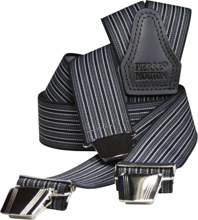 Pierre Mouton Stripes Bretel - Bretels - Volwassenen - Heren - Grijs - 140cm - 3 brede clips - XL - XXL