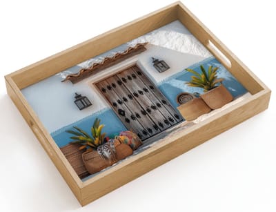 Dienblad hout 40x30 cm - Schootdienblad - Deur - Manden - Planten - Borrelplank rechthoek - Plateau dienbladen