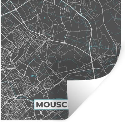 Muurstickers - Sticker Folie - Plattegrond – Mouscron – Blauw – Stadskaart - Kaart - België - 100x100 cm - Plakfolie - Muurstickers Kinderkamer - Zelfklevend Behang XXL - Zelfklevend behangpapier - Stickerfolie
