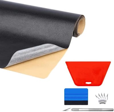 Home & Marker - Leer Reparatie Set Inclusief Gereedschap - Zelfklevend Kunstleer - Kunstleer op Rol - Reparatiedoek - Zwart - 40 x 300 CM - LEATHERPATCH + WALLKIT