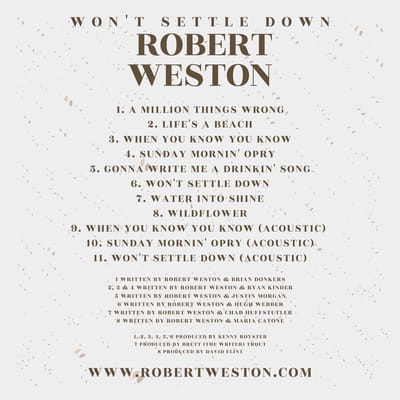 Robert Weston - Won't Settle Down (CD)
