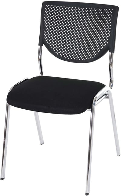 Bezoekerstoel T401, stapelbare conferentiestoel, stof/textiel ~ zitting zwart, poten chroom
