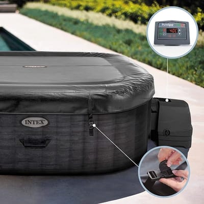 Opblaasbare Whirlpool 4 Personen 158 x 158 x 68 cm met 108 Massagejets, UVC-Plus Desinfectie & Verwarming tot 40°C – Energiezuinige Indoor & Outdoor Spa met Timer, Anti-Vorst en Snelle Opblaasfunctie – Laura