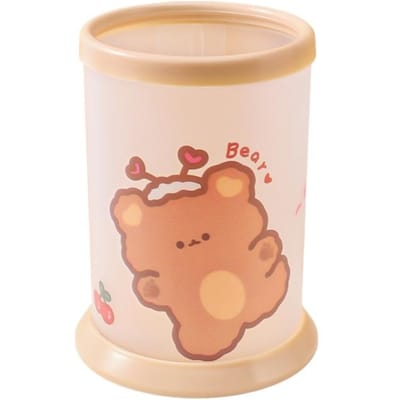 1PC Kawaii Ronde Pennenhouder Kantoor Schrijfwaren Plastic Bureau Organizer Leuke Opbergorganizer Schoolbenodigdheden Voor Kinderen Verwijderbaar