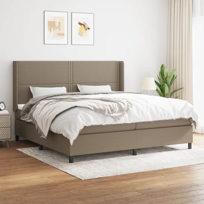 vidaXL - Boxspring - met - matras - stof - taupe - 200x200 - cm