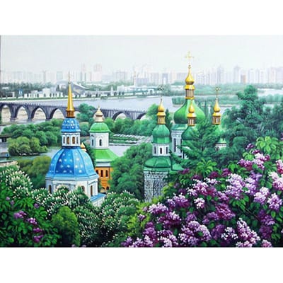 Peinture Diamant 5D DIY Église Image de Strass Paysage Mosaïque Décoration Intérieure 20X30CM blue