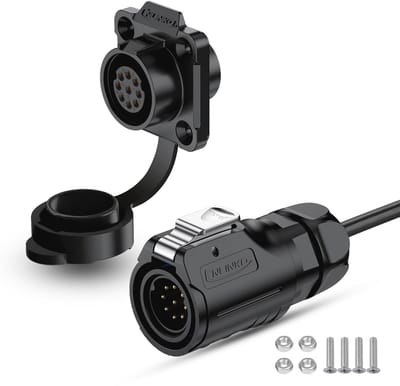 Waterdichte 9-polige stekker met 1 meter kabel voor buitengebruik - IP68 ronde connector