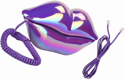 Vaste Telefoon - Huistelefoon Design - Thuis Kantoor - Creatief Lippenontwerp - 24 cm - Donker Paars