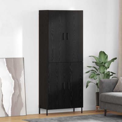 vidaXL Highboard Zwart Eiken 69,5 x 34 x 180 cm Bewerkt hout