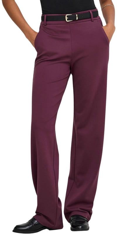 Only bordeaux dames broek   Straight fit   Steekzakken   Elastische boord   Duurzaam   Regular waist Bordeaux M/34